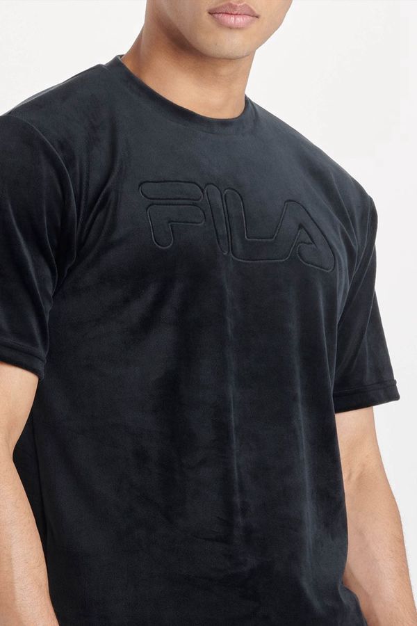 Camisetas Fila Hombre Negras - Ewan 2 Velour - España 493701BFY